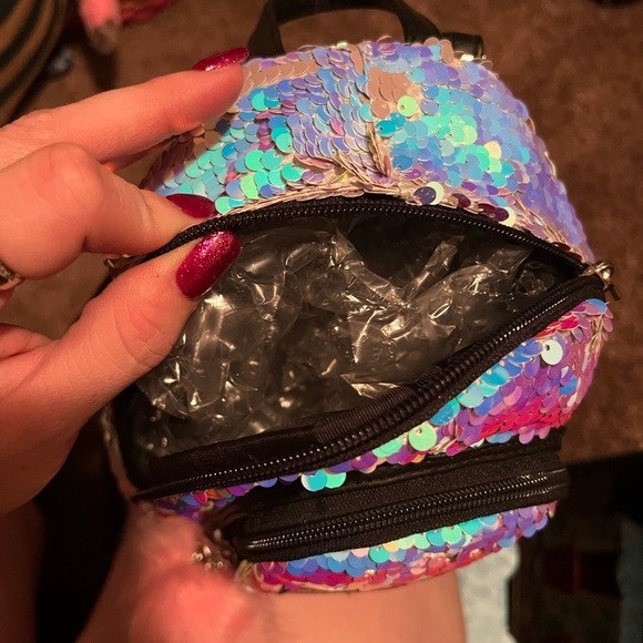 Justice Iridescent Flip Sequin Mini “R” Backpack - Picture 5 of 5